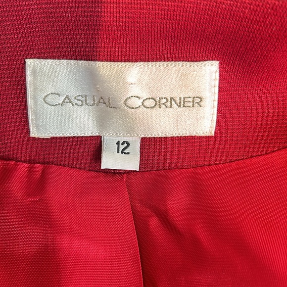 Casual Corner Vintage Velvet Collar Red Black Blazer Oversized Long Size 12 - Picture 4 of 8